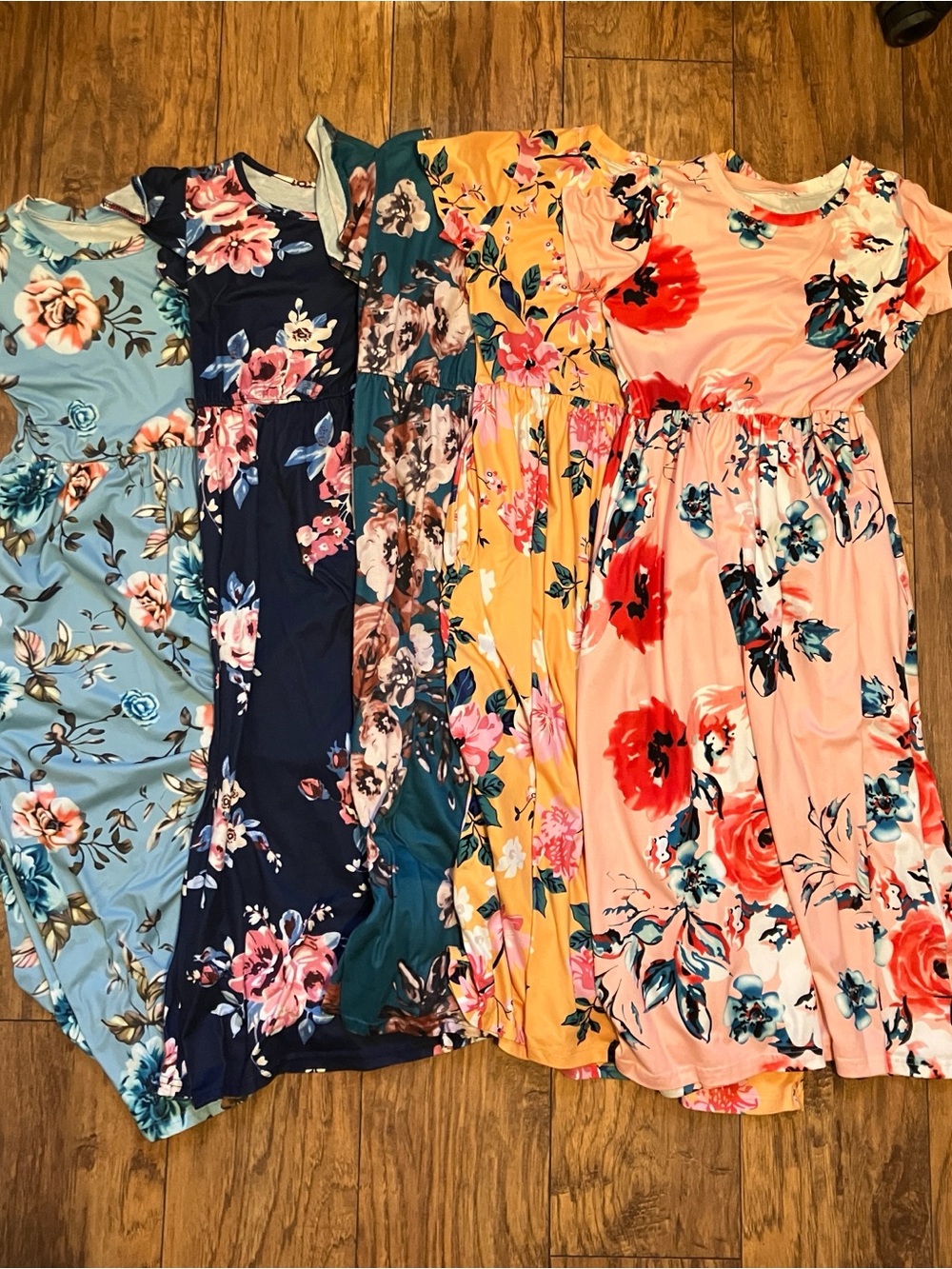 Lot of 5 Girls Sz 10, Floral Midi Dress Lot - Multicolor Floral Prints